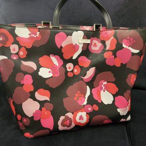 Kate Spade Tote Black w/reds, pinks and white (Used)
